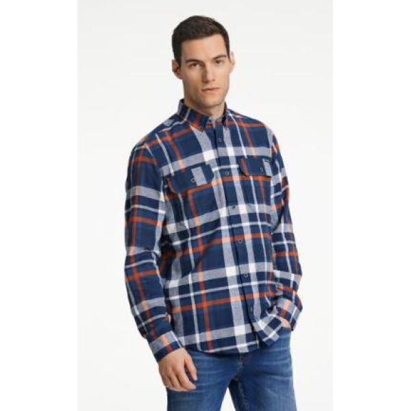 Checked twill shirt L/S