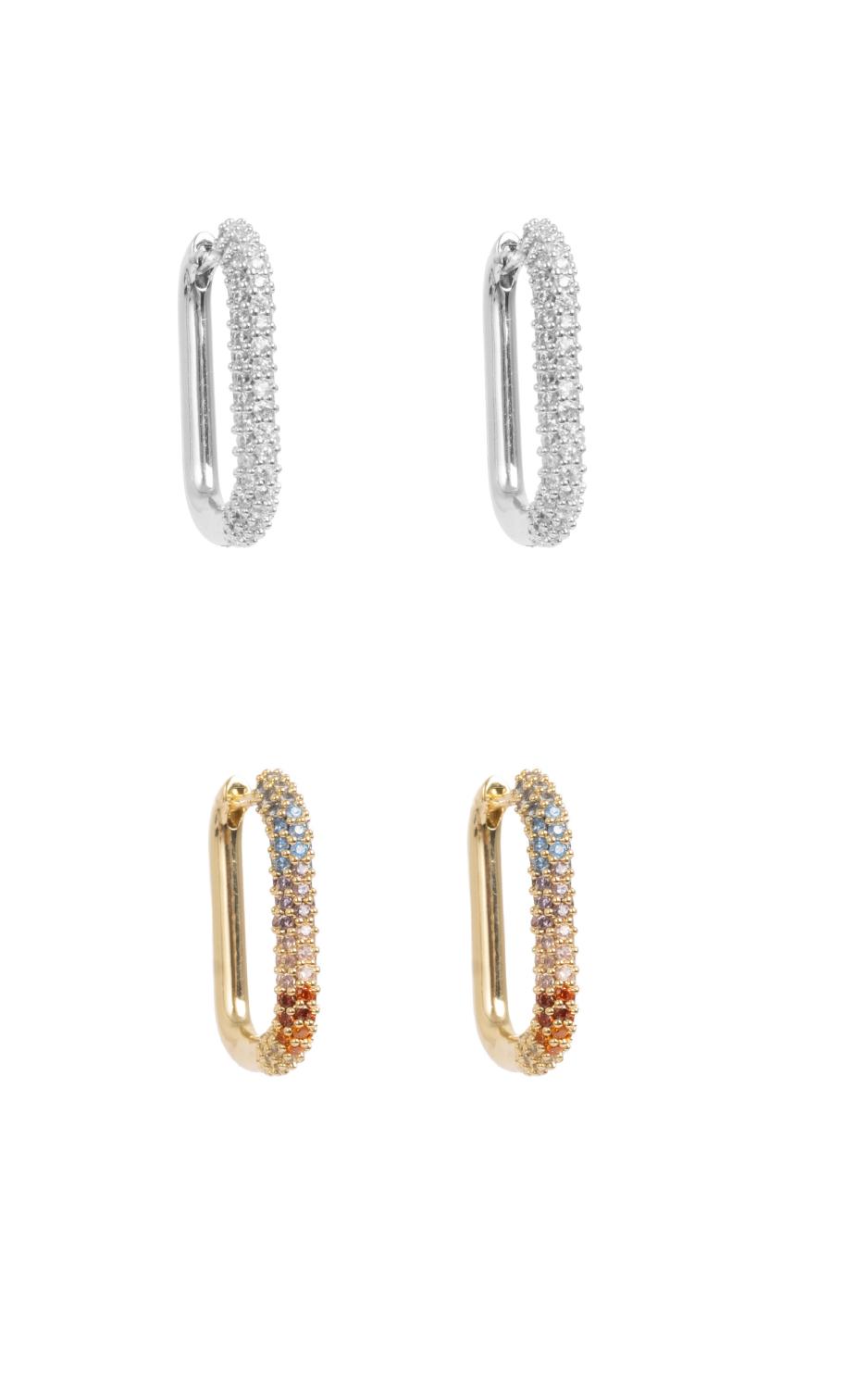 Øyrering frå A&C - Oval crystal - gull eller sølv