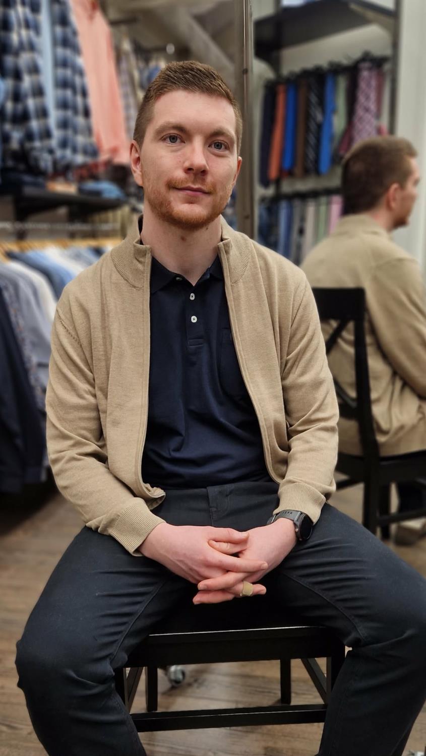 Malcom Cardigan - navy, beige og petrol
