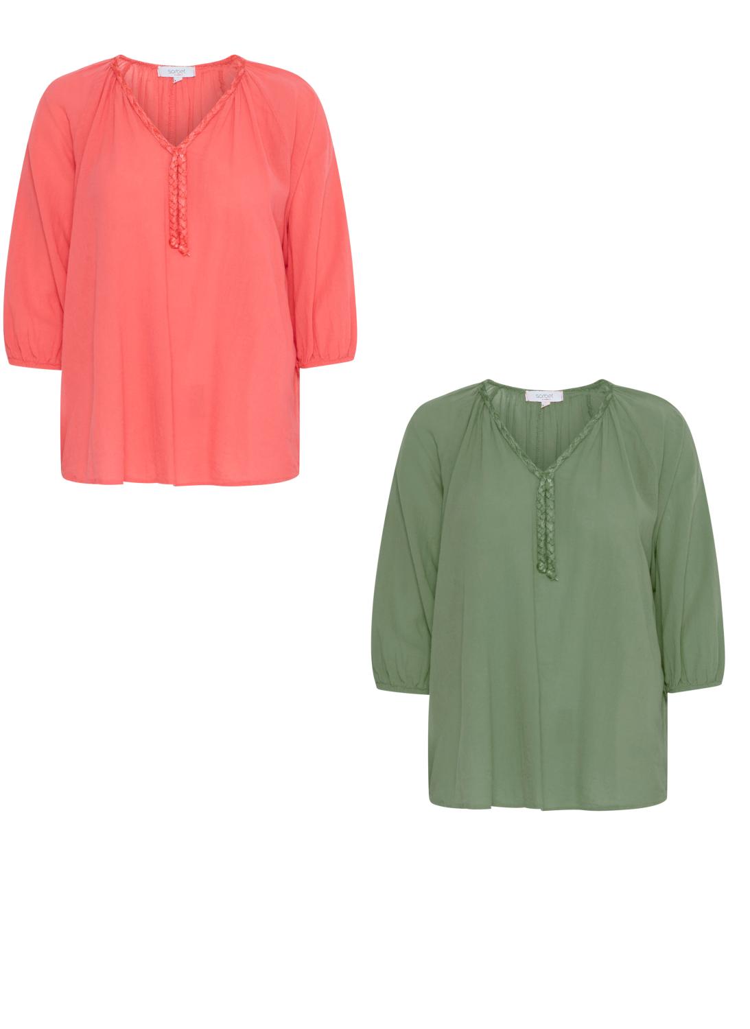 SBKarola bluse - rosa eller grøn